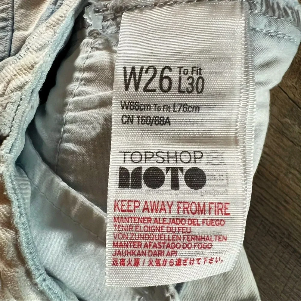 TOPSHOP Mom Jeans Womens Size 26 Blue Acid Wash Moto Mom High Waist Tapered CUTE
